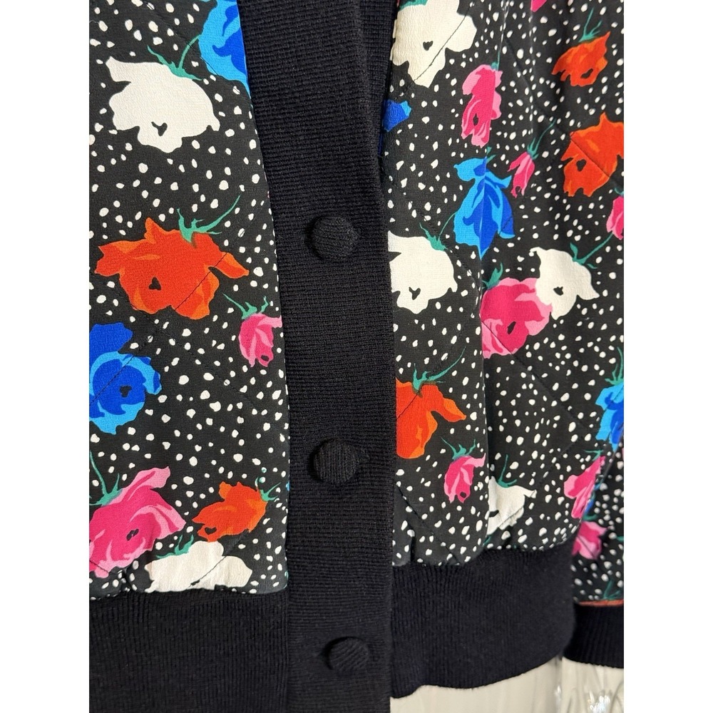 Vintage Perlita Jacket Women Large Black Floral 100% Silk 80s 90s Retro - Picture 6 of 13